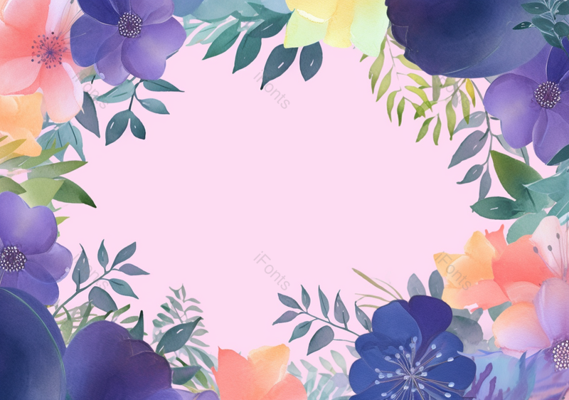 花卉植物水彩装饰边框背景,插画/手绘图,插画/手绘图库,插画/手绘图下载,插画/手绘